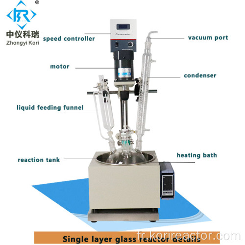 Cuve de réacteur en verre de banc de laboratoire